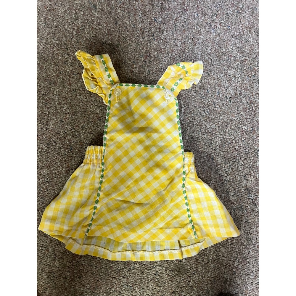 Vintage Yardbritches by Editex Yellow Gingham Pinafore Dress Girls Size 2 Ruffle